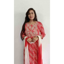 Rayon Nayra cut Kurti Pant with Dupatta