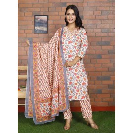 Cotton Kurti Pant with Dupatta