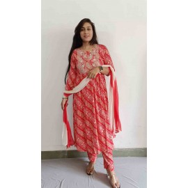 Rayon Nayra cut Kurti Pant with Dupatta