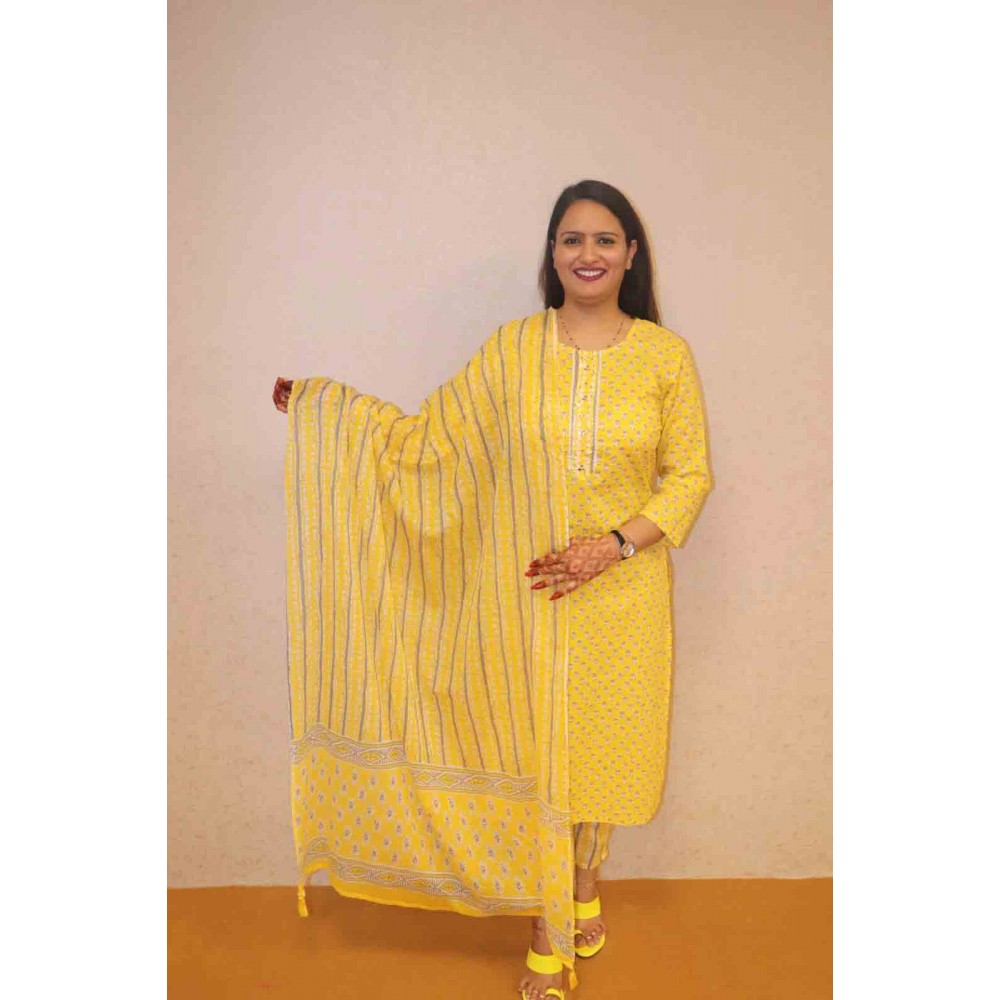 Cotton kurti Pant Dupatta
