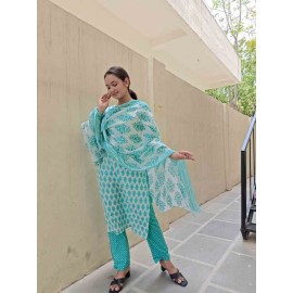 Cotton kurti Pant with Dupatta