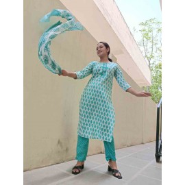 Cotton kurti Pant with Dupatta