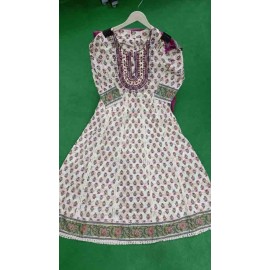 Cotton Anarkali kurti Pant with Dupatta