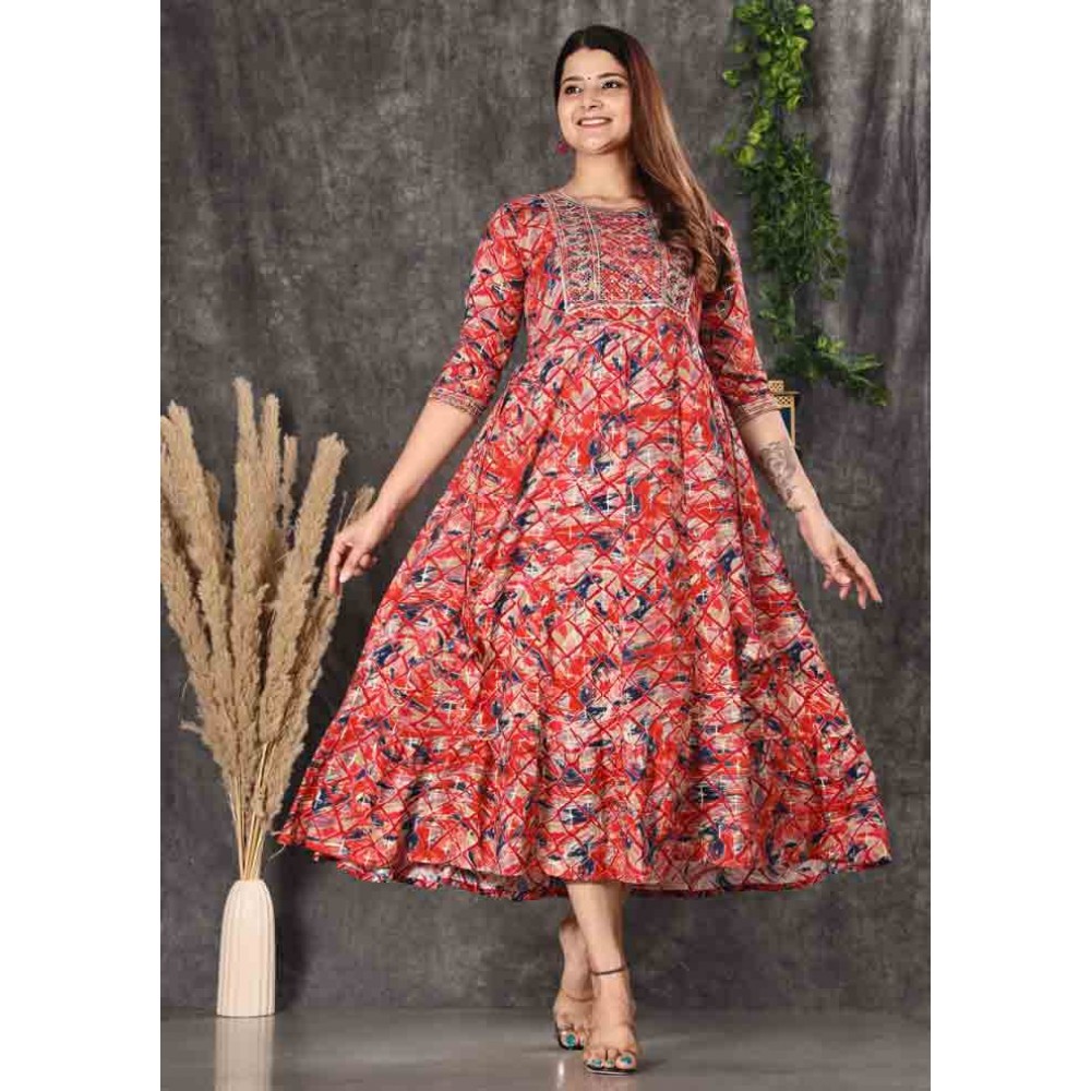 Rayon Anarkali Kurti With Embroidery work