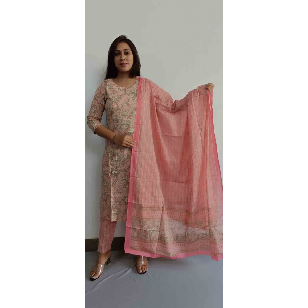 Cotton Kurti Pant with Dupatta