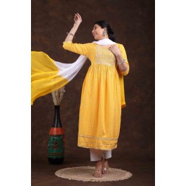 Rayon Nayra Cut kurti Pant with Dupatta