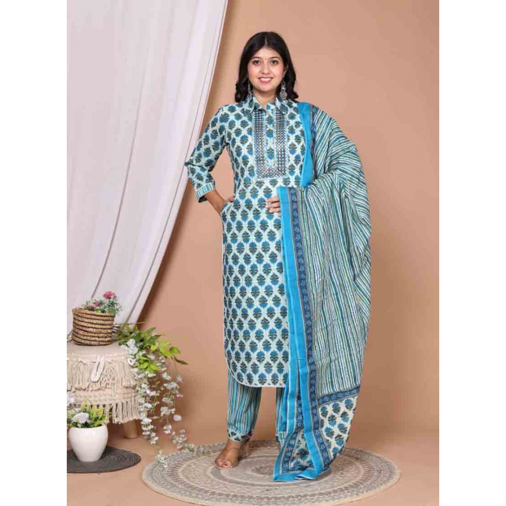 Cotton Kurti Pant with Dupatta