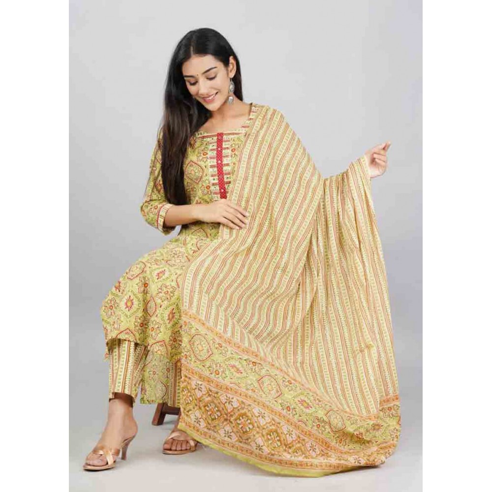 Cotton Kurti Pant with Dupatta