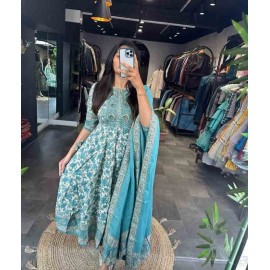 Cotton Anarkali kurti Pant with Dupatta