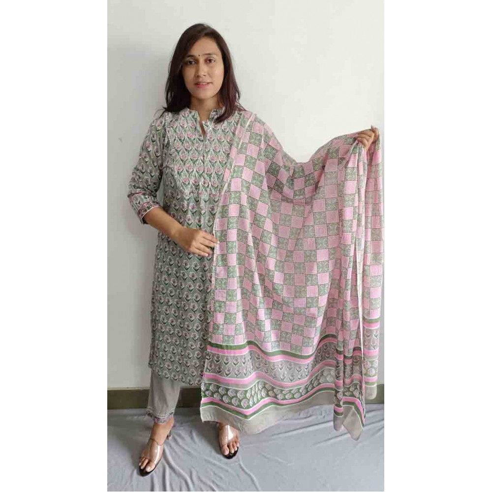 Cotton kurti Pant with Dupatta