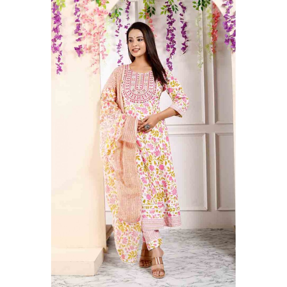 Cotton 60 - 40 kurti Pant with Dupatta