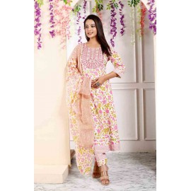 Cotton 60 - 40 kurti Pant with Dupatta