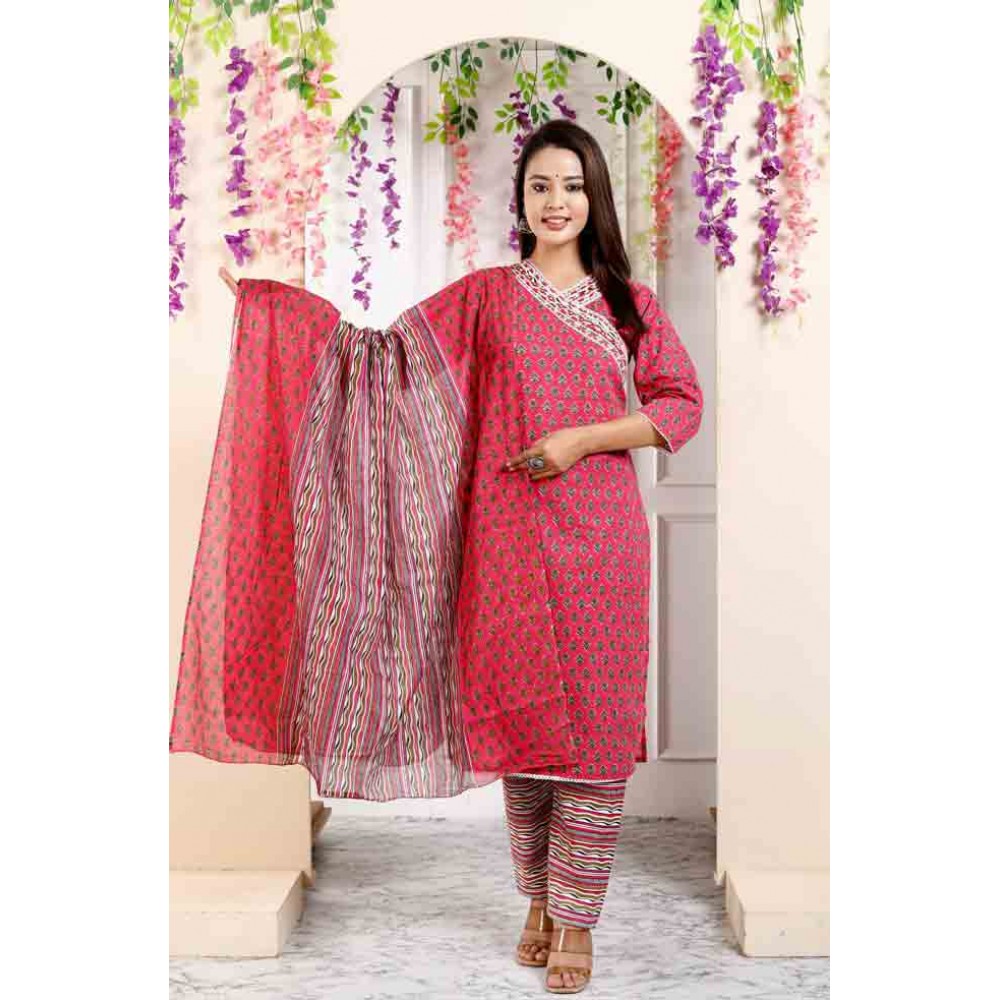 Cotton 60 - 40 kurti Pant with Dupatta