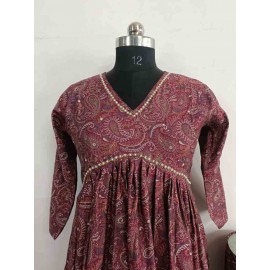 Modal silk Aliya Cut kurti pant With Dupatta