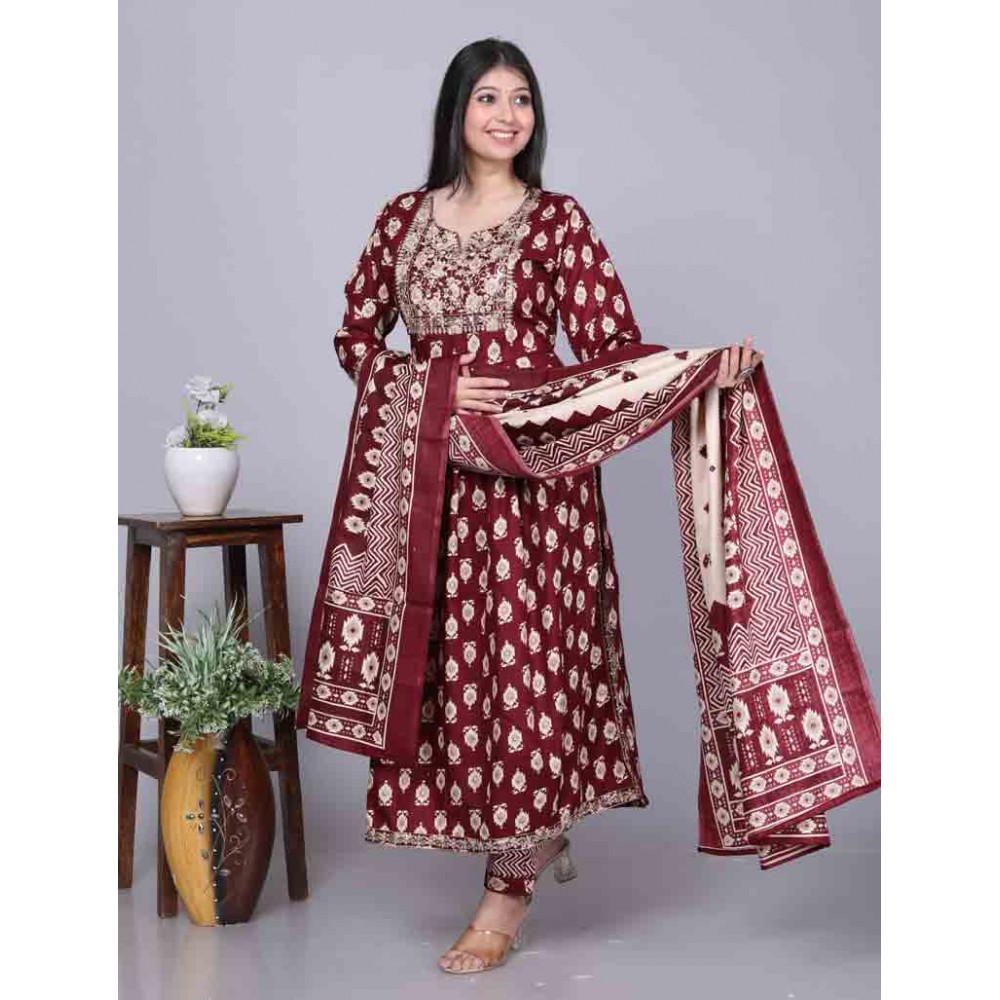 Modal silk Nayra Cut kurti Pant with Dupatta