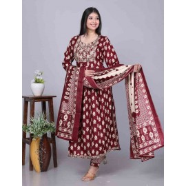 Modal silk Nayra Cut kurti Pant with Dupatta