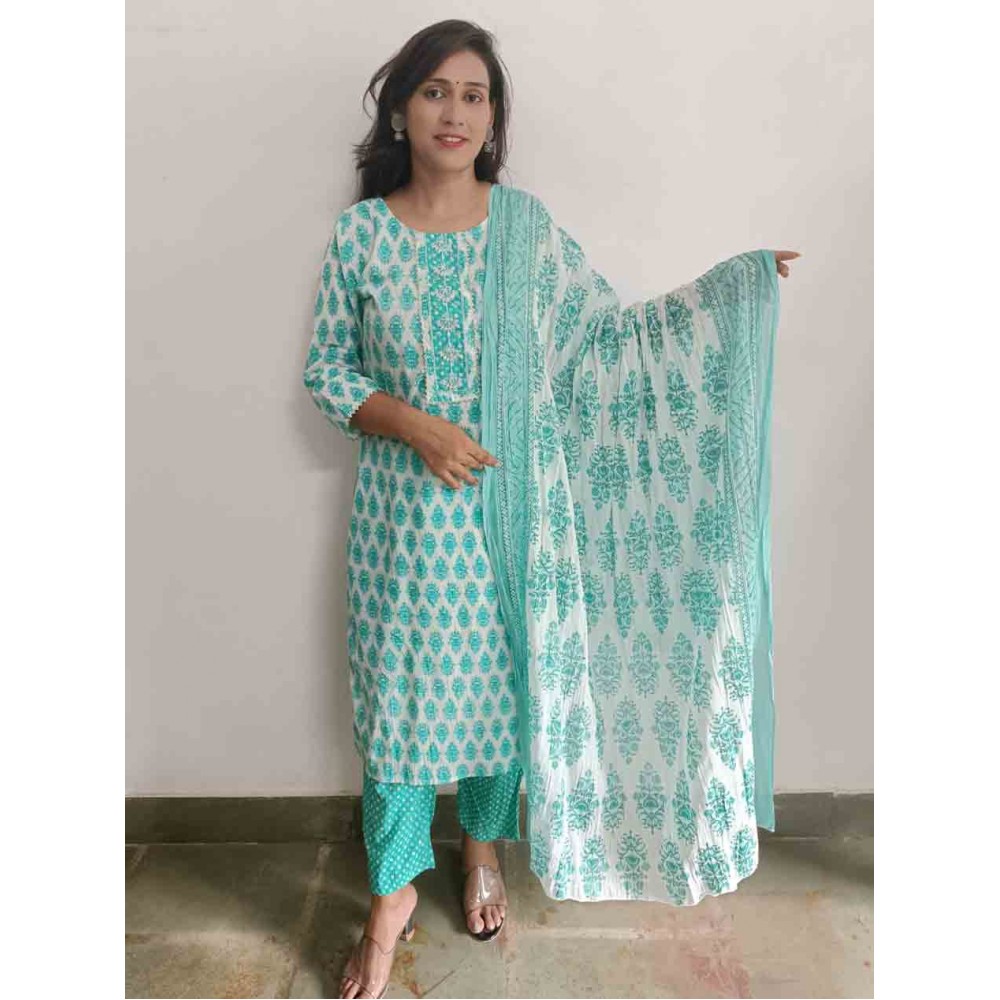 Cotton kurti pant with dupatta