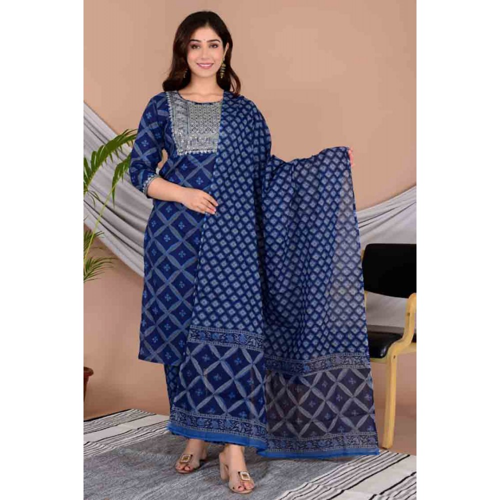 Cotton Kurti Pant With Dupatta