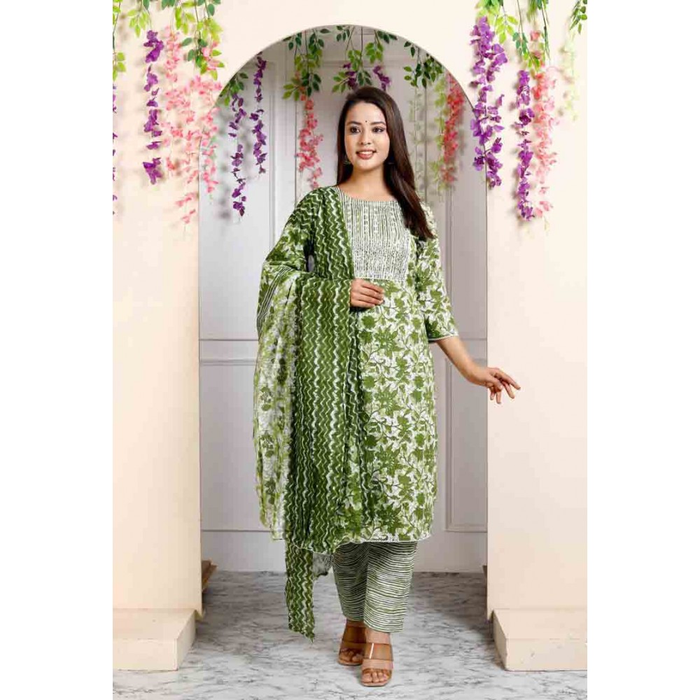 Cotton 60 - 40 kurti Pant with Dupatta