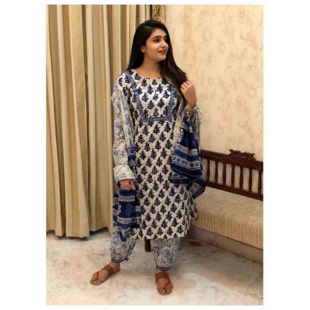 Designer Printed Rayon Kurti,Pant With Duppata Set