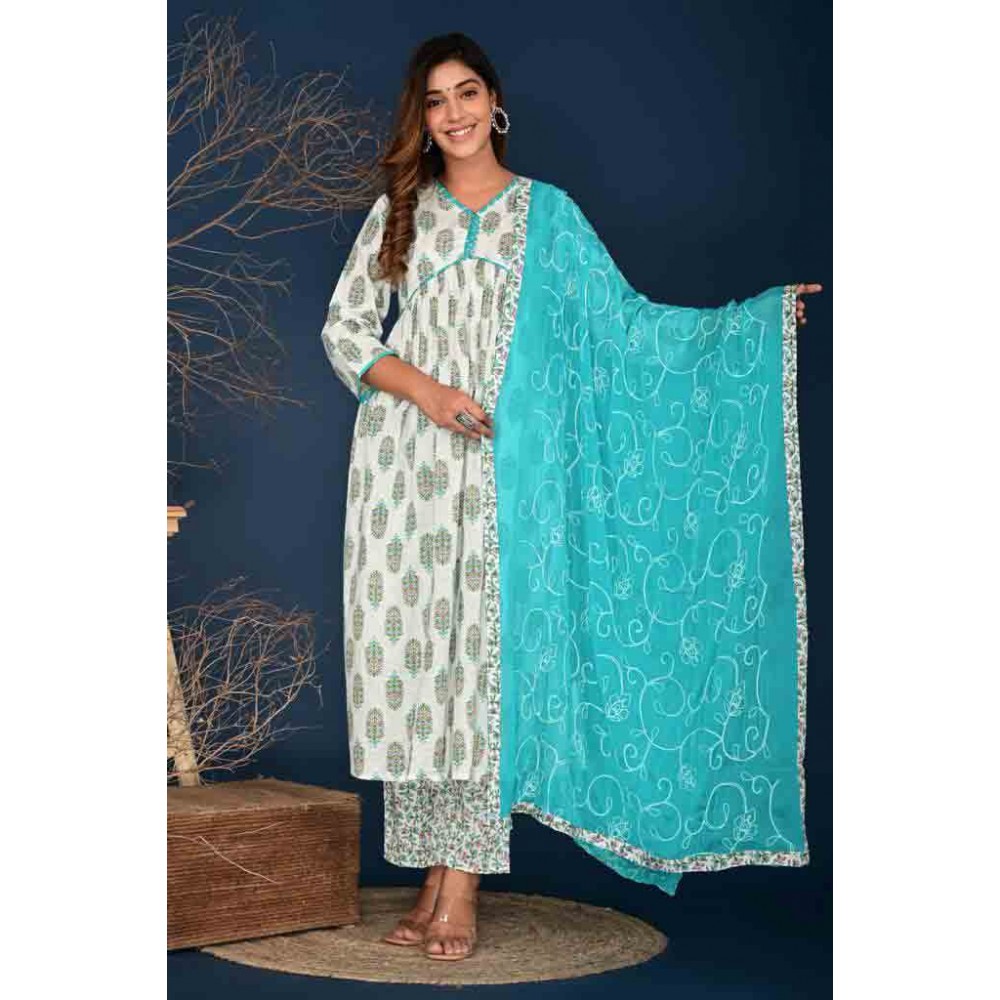 Cotton Kurti Pant with Dupatta