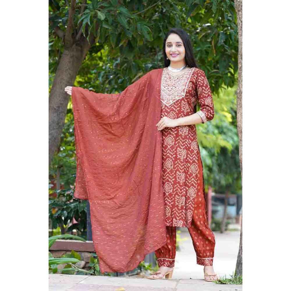 Modal Silk Kurti Pant with Dupatta
