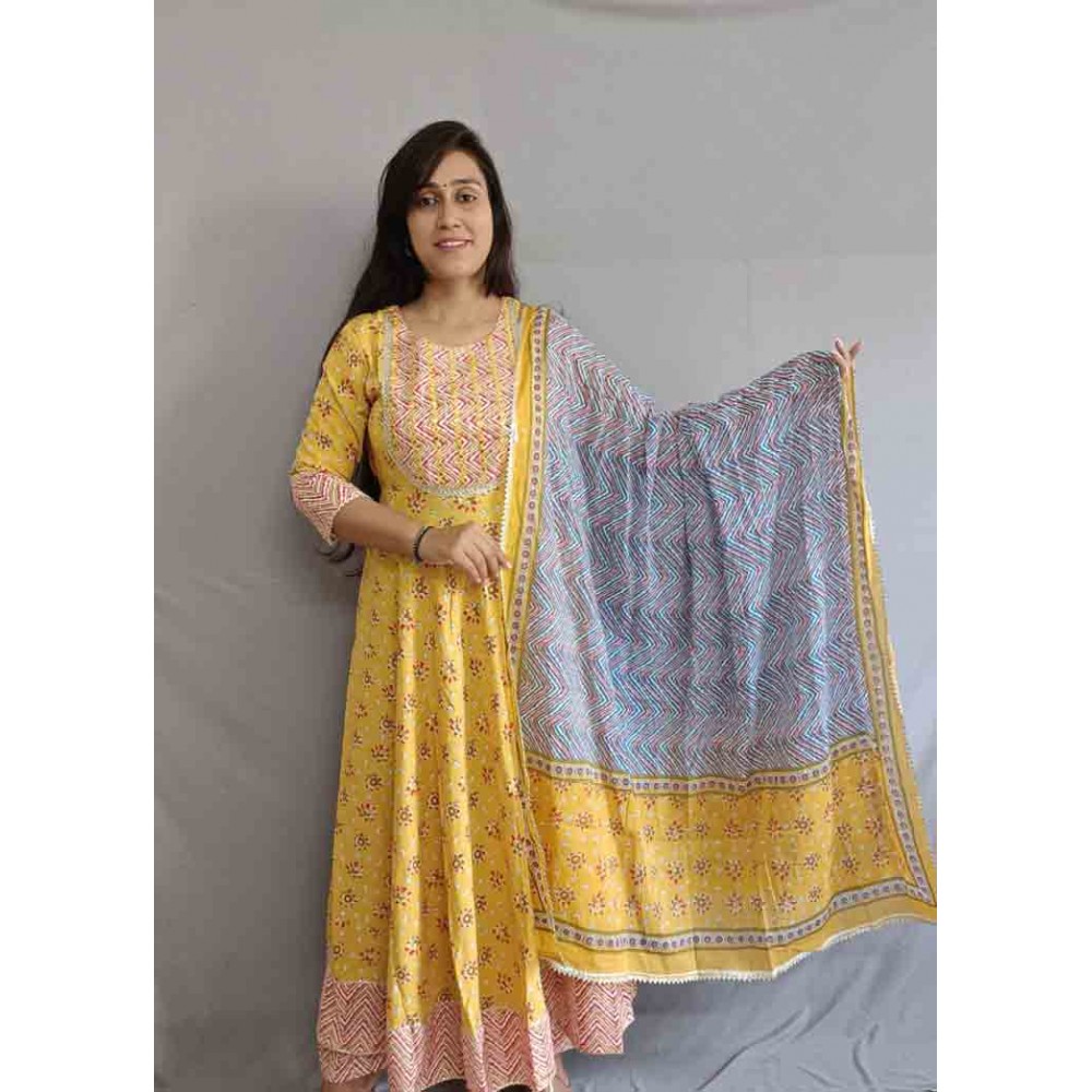 Heavy Reyon Anarkali Kurti Pant with Dupatta