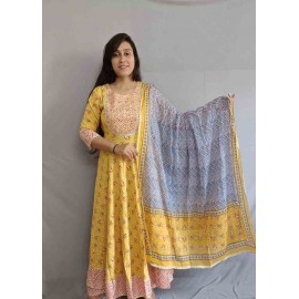 Heavy Reyon Anarkali Kurti Pant with Dupatta