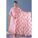 Cotton Anarkali kurti Pant with Dupatta