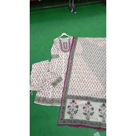 Cotton Anarkali kurti Pant with Dupatta