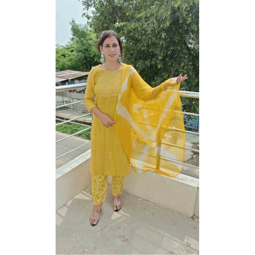 Rayon Kurti Pant with Dupatta