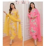 Cotton kurti Pant with Dupatta set