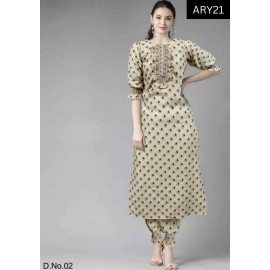 New Designer Printed Poly Rayon Kurti with Pant set
