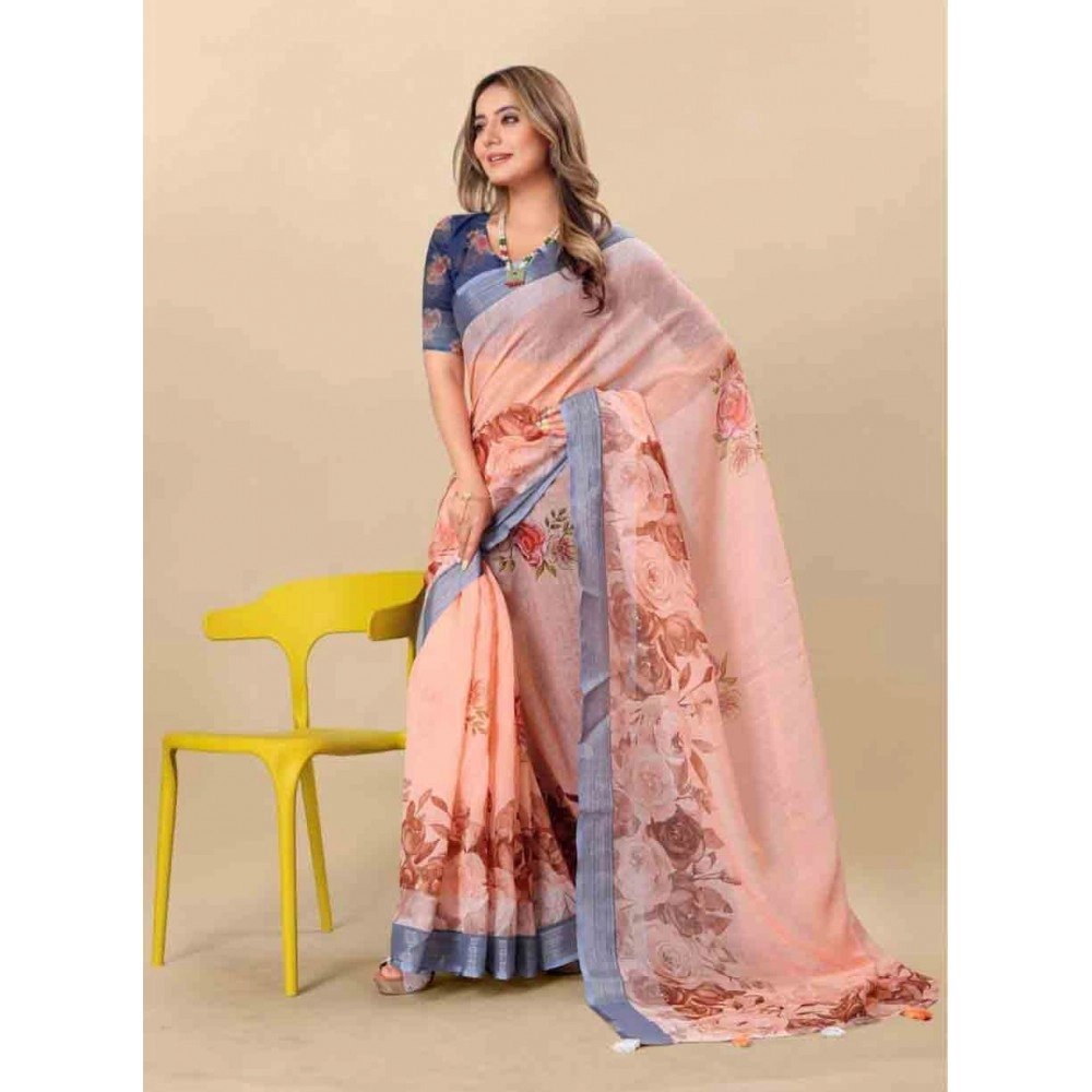 Digital Printed Linen Saree Collection for womens