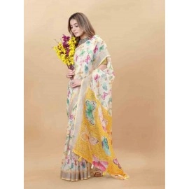 Digital Printed Linen Saree Collection for womens