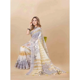 Digital Printed Linen Saree Collection for womens
