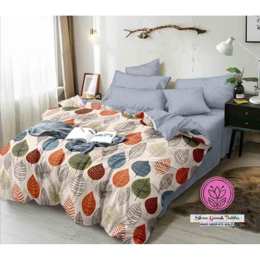 Glace fabric bedsheet leaf design