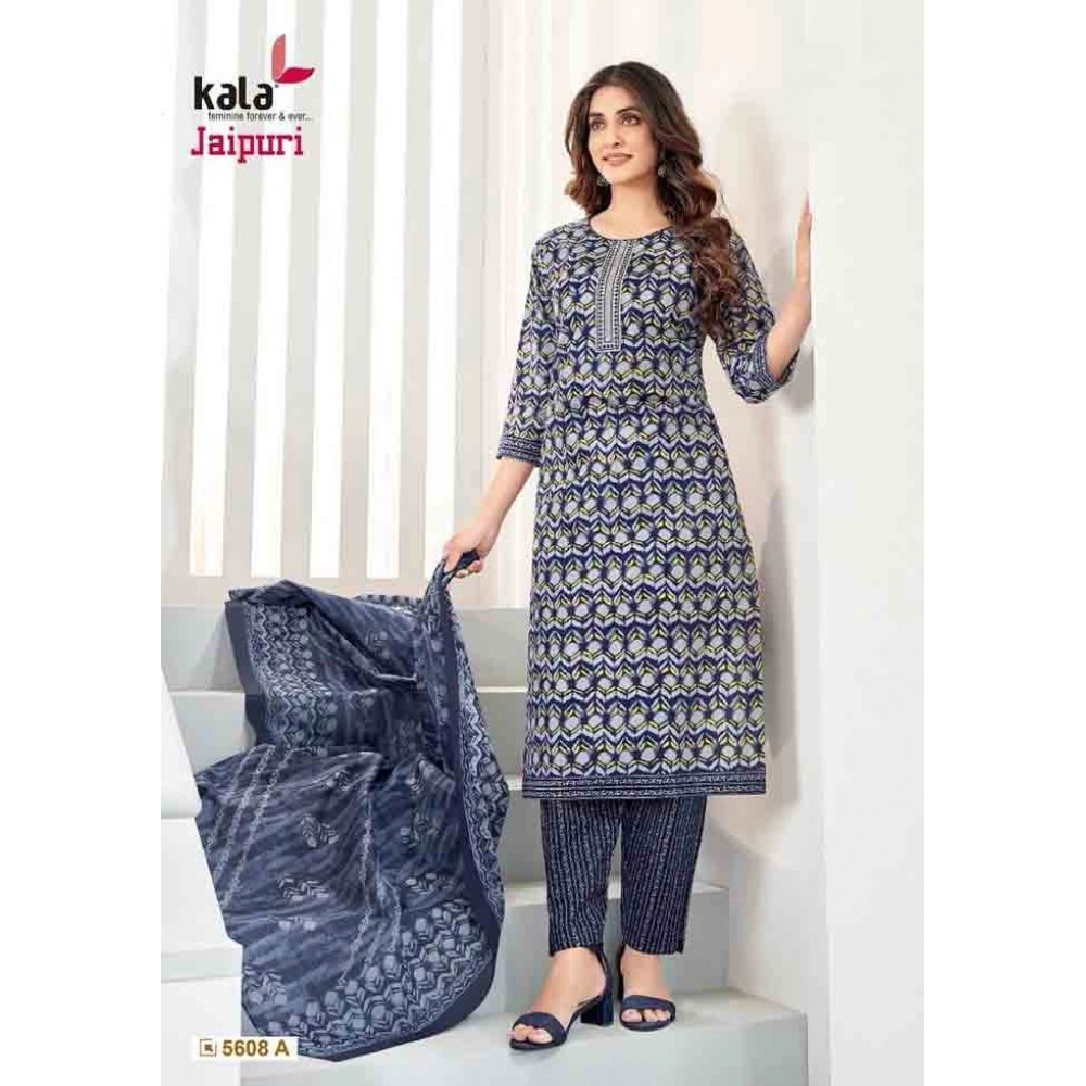 Jaipuri Vol-4 – Kurti Pant With Dupatta blue