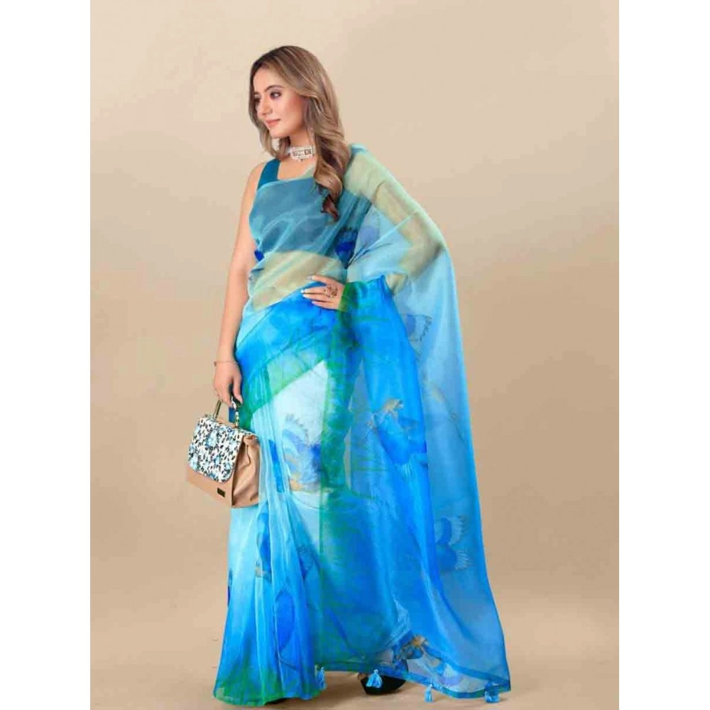 New Launching Digital Printed Organza Saree for womens