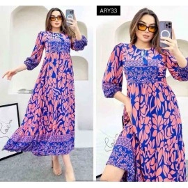 Digital Printed Muslin Gown