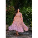 Anarkali Multicolour Gown with Mirror Work & Zippy Lace