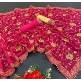 Premium Full Embroidered Georgette Saree