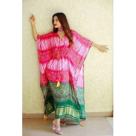  Designer Kaftan pink & green