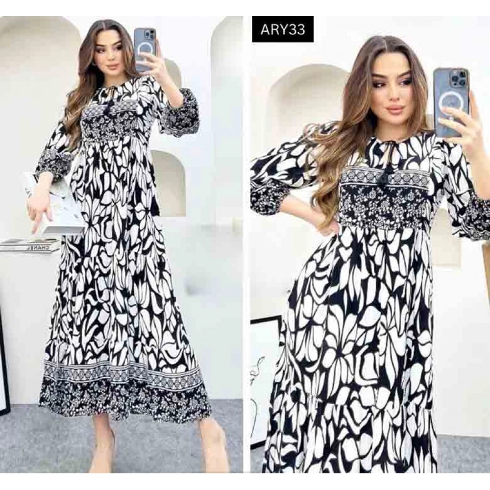 Digital Printed Muslin Gown