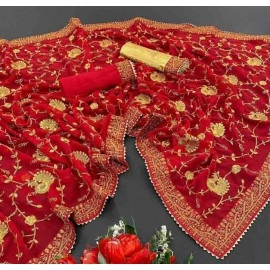Premium Full Embroidered Georgette Saree