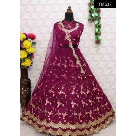  Embroidery work Semi Stitched Lehenga Choli 