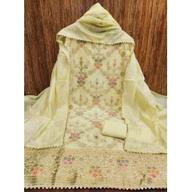 Premium Quality Chanderi Meenakari Suit Material
