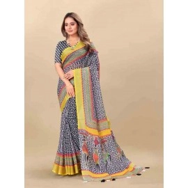 New Launching Digital Printed Linen Saree Collection