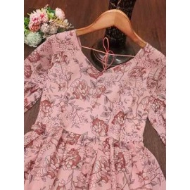 Anarkali Multicolour Gown with Mirror Work & Zippy Lace