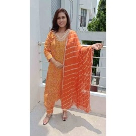 Cotton Kurti Afgani Pant with Dupatta